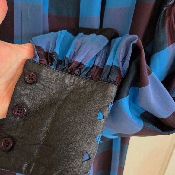 Vintage Blouse Leather colar and Wrist TOTALY 80'' . - Picture 11 of 13